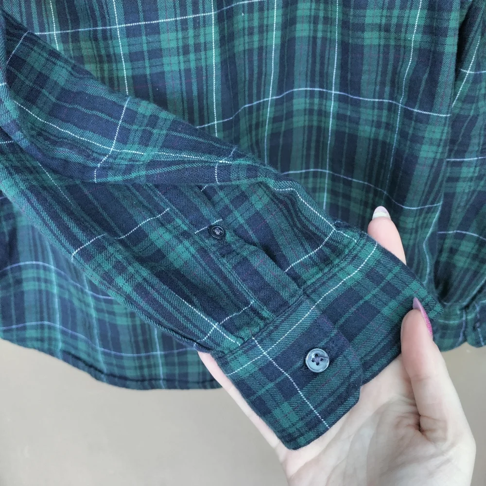 Slate & Stone Blue and Green Plaid Button Down Shirt‎